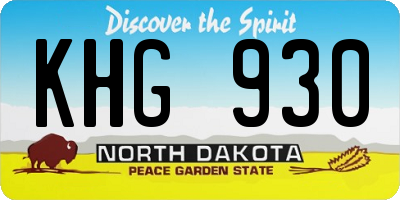 ND license plate KHG930