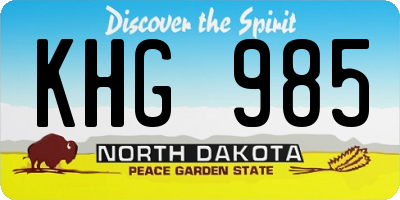 ND license plate KHG985