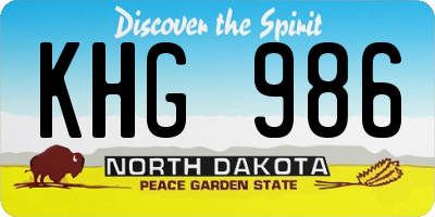 ND license plate KHG986