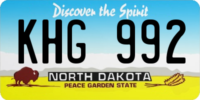 ND license plate KHG992