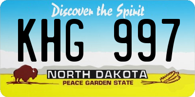 ND license plate KHG997