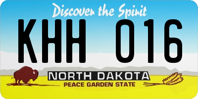 ND license plate KHH016
