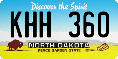 ND license plate KHH360