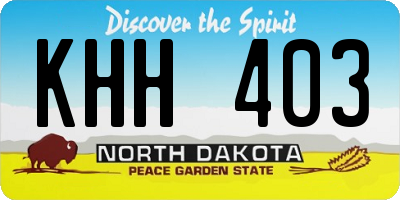 ND license plate KHH403