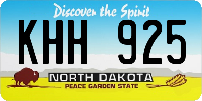 ND license plate KHH925