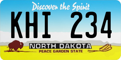 ND license plate KHI234