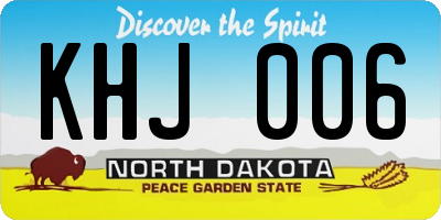 ND license plate KHJ006
