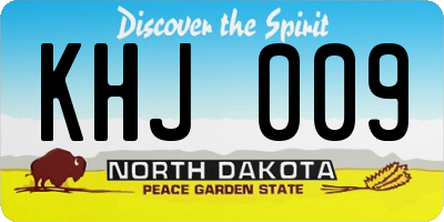 ND license plate KHJ009