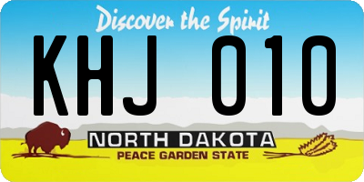 ND license plate KHJ010