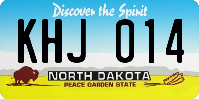 ND license plate KHJ014