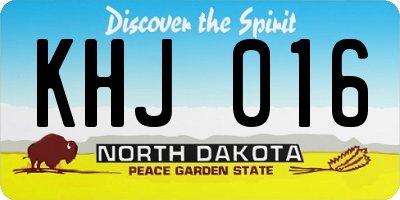 ND license plate KHJ016