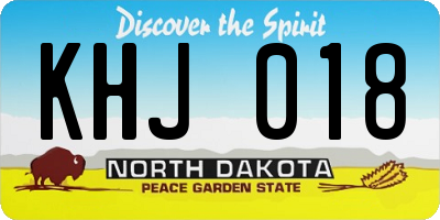 ND license plate KHJ018