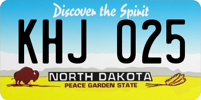 ND license plate KHJ025