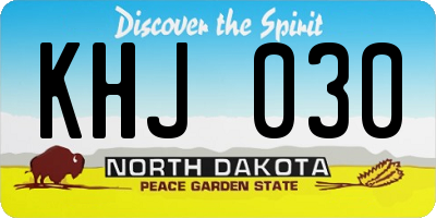 ND license plate KHJ030