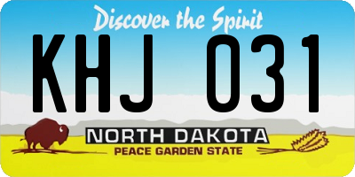 ND license plate KHJ031