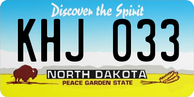 ND license plate KHJ033