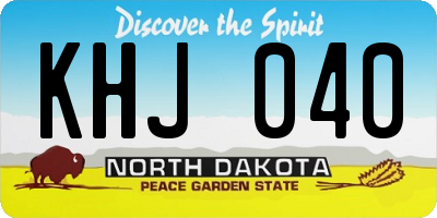 ND license plate KHJ040