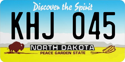 ND license plate KHJ045