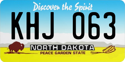 ND license plate KHJ063