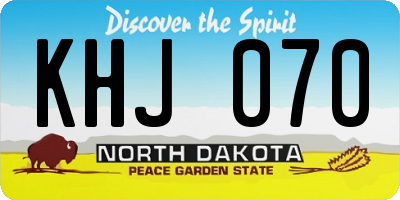 ND license plate KHJ070