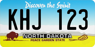 ND license plate KHJ123