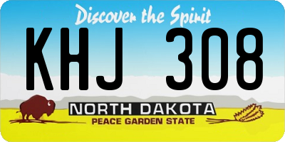 ND license plate KHJ308