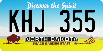 ND license plate KHJ355
