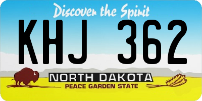 ND license plate KHJ362