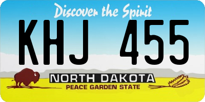 ND license plate KHJ455