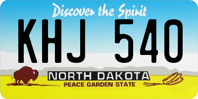 ND license plate KHJ540