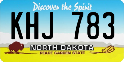 ND license plate KHJ783