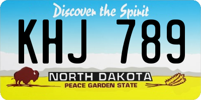 ND license plate KHJ789
