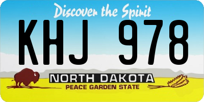 ND license plate KHJ978