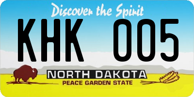 ND license plate KHK005