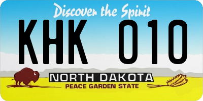 ND license plate KHK010