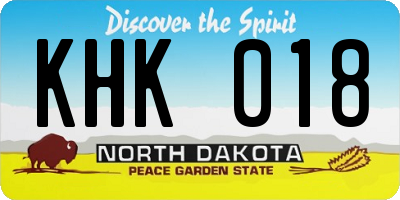 ND license plate KHK018