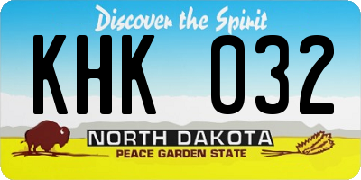 ND license plate KHK032