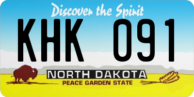 ND license plate KHK091