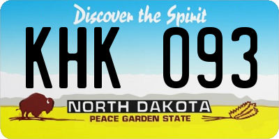 ND license plate KHK093