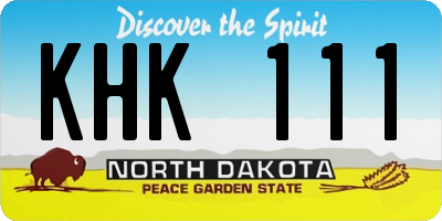 ND license plate KHK111