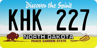 ND license plate KHK227