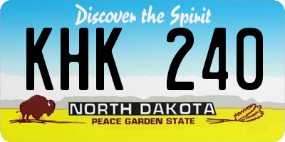 ND license plate KHK240