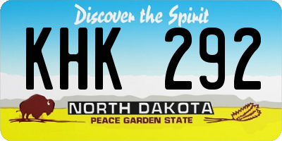 ND license plate KHK292