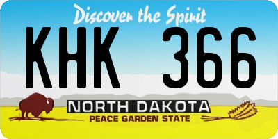 ND license plate KHK366