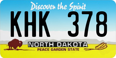 ND license plate KHK378
