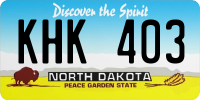 ND license plate KHK403