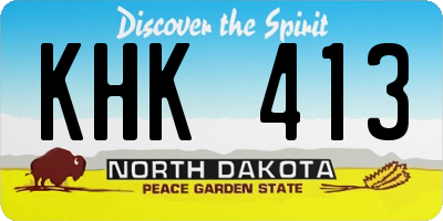 ND license plate KHK413