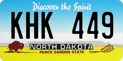 ND license plate KHK449