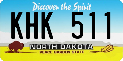 ND license plate KHK511