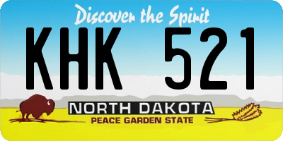 ND license plate KHK521